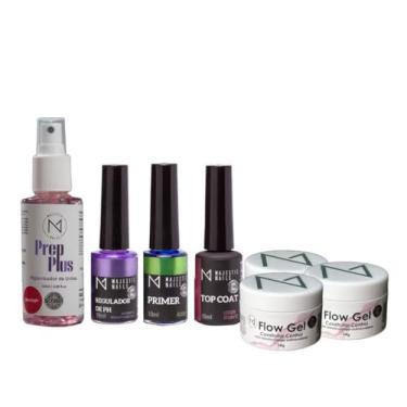 Imagem de kit Preparadores + 3un Flow Gel Control 14g + Top Coat - Majestic Nails