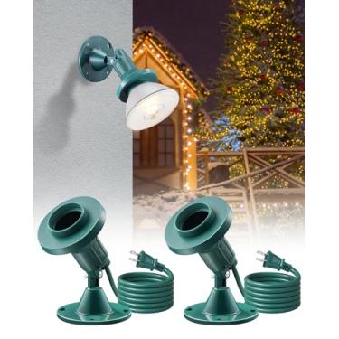 Imagem de SURAIELEC Suporte de holofote para ambientes externos, holofotes de LED à prova d'água com base de montagem na parede, holofote de plugue para quintal, decoração de árvores, serve para lâmpadas PAR38