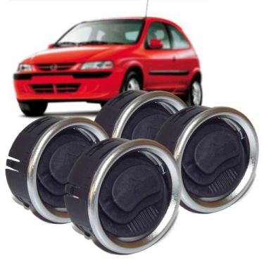 Imagem de Kit 4 Difusor De Ar Central Lateral Cromado Fosco Com Suporte Auto Qua