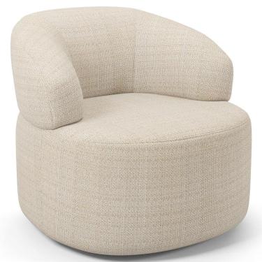 Imagem de Poltrona Giratória Orgânica Para Sala De Estar Living Helena L02 Linho Palha - Lyam Decor