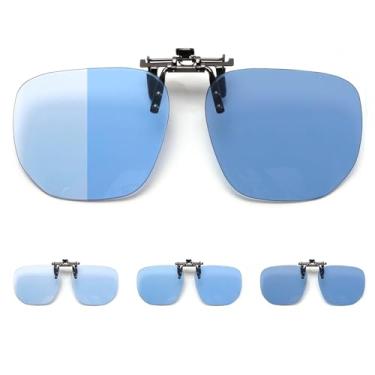 Imagem de VANANA Óculos de sol fotocromáticos de encaixe - Flip-Up polarizado para pesca e dirigir proteção UV400, Azul fotocrômico, 60 x 52mm