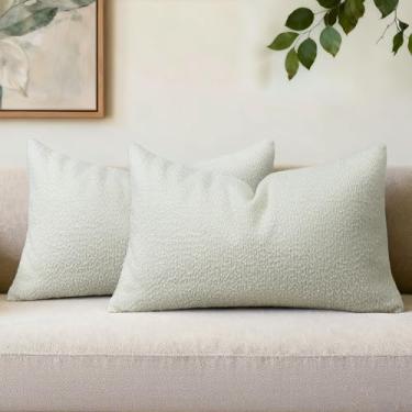 Imagem de QoBexim Conjunto de 2 capas de almofada texturizadas, 30,5 x 50,8 cm, fronhas lisas listradas, aconchegantes e macias, com detalhes modernos, boêmios, para sofá, cama, sala de estar, decoração de casa