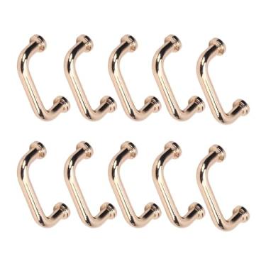 Imagem de Ymiko Fivela de Ponte Quadrada de 10 Pacotes para Couro, Protetor de Alça de Cilindro Plano de Liga de Zinco Com Parafuso Phillips de 5,5 Mm, Ferragens de Metal Duráveis ​​para Cintos, Bolsas e Projetos de Bricolagem (Ouro)