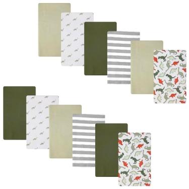 Imagem de Hudson Baby Pacote com 12 panos de flanela de algodão, dinossauro multicolorido, tamanho único