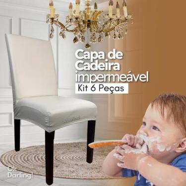Imagem de Kit 6 Capas de Cadeira Impermeável - Creme - OK Darling