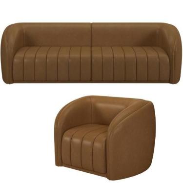 Imagem de Kit Sofá 4 Lugares Para Sala Estar 252 Cm Com 01 Poltrona Lazio M03 ma