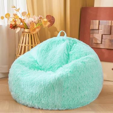 Imagem de Capas para cadeira, saco de feijão de pelúcia verde menta, macio, peludo, felpudo, animais de pelúcia felpudos, saco de feijão, sem enchimento para meninas, crianças, adolescentes, adultos