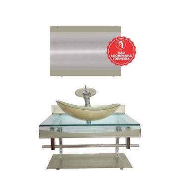 Imagem de Gabinete de Vidro 90cm para banheiro Luxemburgo - EKASA, Champanhe