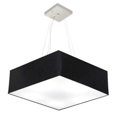 Imagem de Lustre Pendente Quadrado Vivare Md-4137 Cúpula Em Tecido 15/70x70cm - Bivolt Preto 127/220v