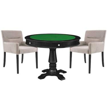 Imagem de Mesa de Jogos Carteado Victoria Redonda Tampo Reversível Preto com Kit