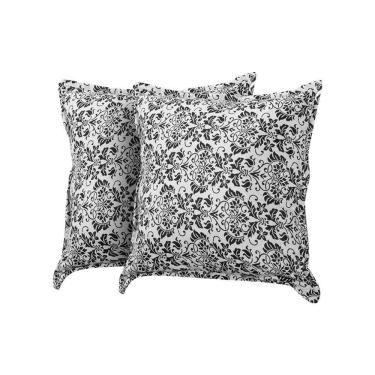 Imagem de Kit 2 Almofadas Decorativas Bali Linho Floral Branco E Preto - Branco