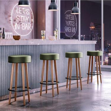 Imagem de Kit 4 Banquetas Altas Estofadas Atenas 70Cm Verde - Adz