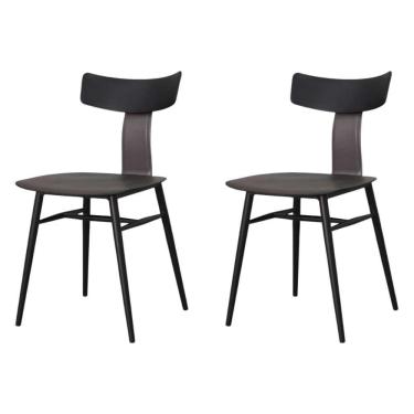 Imagem de Kit 2 Cadeiras Analu Rivatti 42 Cm (largura) Assento E Encosto Pp Preto Detalhe Em Pu Cinza Base Aço