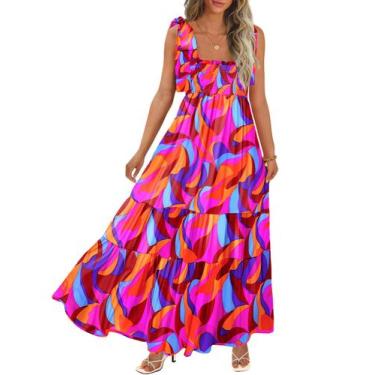 Imagem de Vestido maxi CURBODO Boho com alças espaguete para mulheres