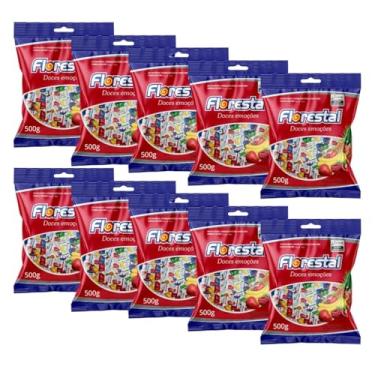 Imagem de Kit 10 Pacotes Bala Mastigável De Frutas Sortidas C/100un 500g Cada - Florestal