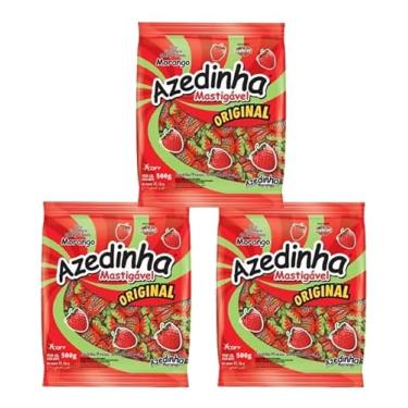 Imagem de Kit 3 Balas Mastigável Azedinha Morango Icekiss 500g