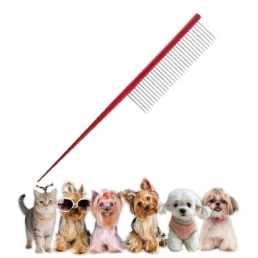 Imagem de Pente de cuidados para animais de estimação para penteados de cães e gatos - aparador de cauda de rato, ferramenta de remoção de pelos flutuantes com extremidades arredondadas para cuidados domésticos