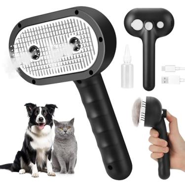 Imagem de Escova a vapor para gatos para cuidados e queda de pelos longos e curtos, ferramenta de remoção de pelos para cães e gatos, limpeza automática, pente 4 em 1, spray para animais de estimação, spritz e