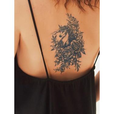 Imagem de Suco de ervas semipermanente de unicórnio fresco padrão floral tatuagem não reflexiva 7-14 dias pulso ombro pescoço clavícula corpo adesivo de tatuagem impermeável 1