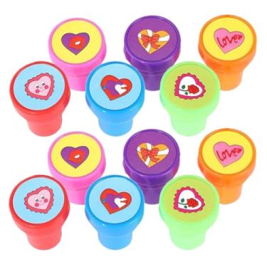Imagem de Angoily 20 carimbos de coração autotintáveis para meninos e meninas, lindos carimbos de espuma para sala de aula, lembrancinhas de festa do dia dos namorados, fáceis de usar, designs adoráveis