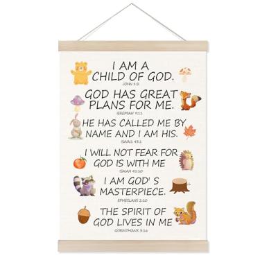 Imagem de Welshower Moldura de pôster de decoração de berçário cristão, criança de Deus, escrituras religiosas, bíblicas, arte de parede, decoração para quarto de crianças, berçário, sala de jogos, 30 x 40 cm