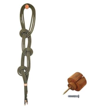 Imagem de Painel Decorativo Nó em Corda Verde Macramê Escultura de Parede Sala Quarto