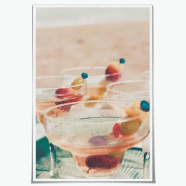 Imagem de Impressão em tela de coquetel na moda arte de parede praia costeira fotos de praia decoração de parede pôster de quarto estético imagens de praia de verão 30 x 45 cm sem moldura