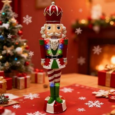 Imagem de QZJDDZSW Quebra-Nozes de Natal - Vermelho, Branco e Verde Glitter Tema de Natal Bolachas de Nozes Música Boneca Brinquedo Decorações de Soldado (Calça Branca Vermelha)