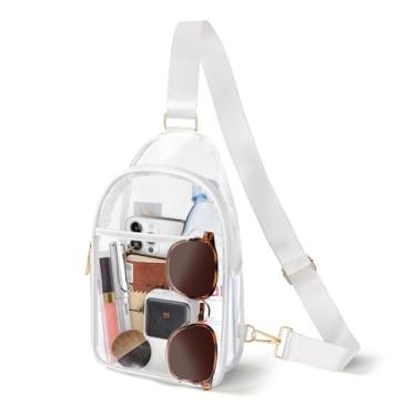 Imagem de Aodotx Bolsa transparente para eventos de estádio, bolsas transversais transparentes para mulheres e homens com alça ajustável para shows esportivos, Branco