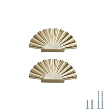 Imagem de Evionlin 2 peças de puxadores de armário de semicírculo de latão escovado, acessórios de armário de gaveta de liga de zinco para cozinha, 8 cm