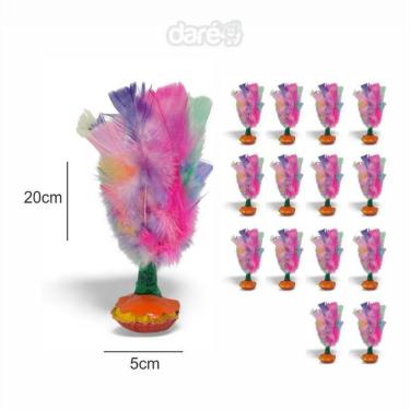 Imagem de Kit Petecas Plumas Coloridas Base Courino - Kit Com 15 Petecas - DareEsportes - 5cmx20cm-Unissex