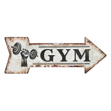 Imagem de Placa de flecha - decoração de parede de metal novidade 15 x 45 cm | Arte rústica para sala de fitness, placa vintage para estúdio de treino, garagem, academia