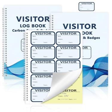 Imagem de Pacote com 3 450 livros de registro de visitantes, crachás de visitantes, registro de registro com cópia de carbono, adesivos de visitantes, tamanho carta, extras, protegendo páginas de privacidade