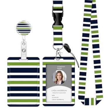 Imagem de Cordão retrátil para crachá de identificação com clipe e chaveiro, ajustável, bonito carretel de separação, durável, perfeito para mulheres enfermeiras, professoras, trabalhadoras de escritório