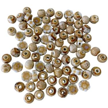 Imagem de MaryLavender Contas de porcelana redondas de cerâmica flor porcelana espaçador contas artesanato kit de contas para fazer joias faça você mesmo artesanato 70 peças