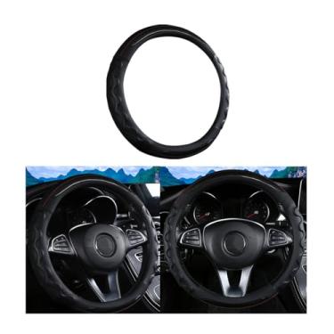 Imagem de Sandfren Capa de volante de carro de fibra de carbono, protetor de volante antiderrapante de couro respirável de 38 cm, acessórios de decoração de interiores automotivos, universal para caminhão SUV