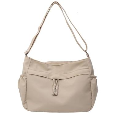 Imagem de Bolsas transversais modernas de lona para mulheres, bolsa crescente para uso diário, viagem, bolsa tiracolo, grande, bolsa universitária, Bege, One Size