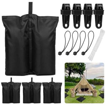 Imagem de MGDJCK Sacos de peso de dossel acessório de toldo de sombra de praia sacos de areia resistentes para barraca de acampamento na praia tenda pop-up mesa de piquenique de pesca, 4 pacotes (54,4 kg)