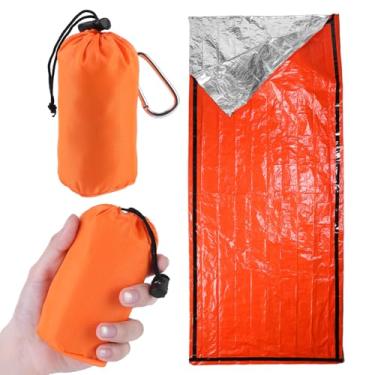 Imagem de Saco de dormir de emergência – Cobertor de emergência portátil para equipamentos de sobrevivência, saco térmico com fivela tipo D, impermeável e leve para acampamento, caminhada, ao ar livre (pacote