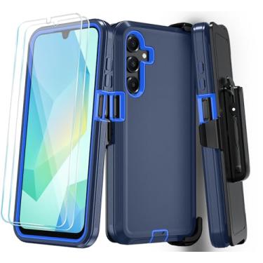 Imagem de Qinmay Capa de telefone para Samsung Galaxy A17 5G, capa para Galaxy A16 5G com protetor de tela HD, capa de telefone resistente à prova de choque de 3 camadas para Galaxy A17 / A16, clipe de cinto