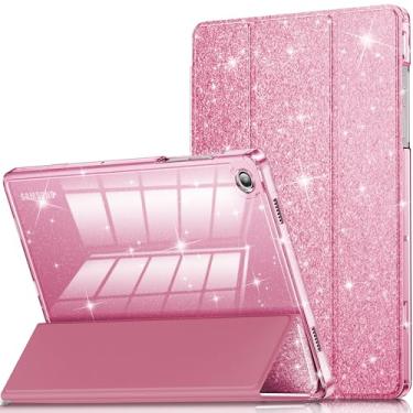 Imagem de INFILAND Capa para Samsung Galaxy Tab A11+Plus/A9+ Plus 11 polegadas (2023/2025), capa protetora para tablet com glitter e parte traseira transparente [despertar/hibernar automaticamente] para meninas