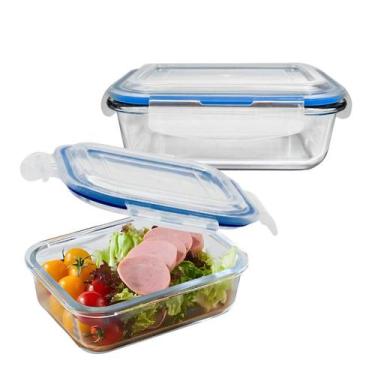 Imagem de Pote De Vidro C/ Tampa Hermética Marmita Fit Colorido Trava 640ml - CL