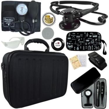 Imagem de Kit Bic Enfermagem Aparelho Pressão Estetoscopio Duplo, BIOLAND ALL BL