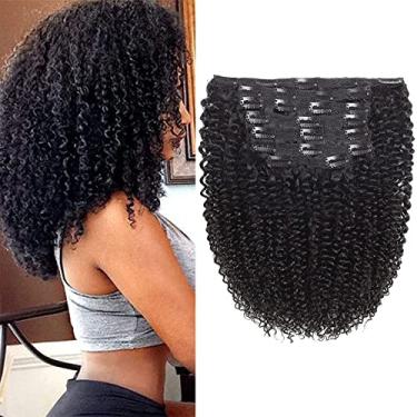 Imagem de Rolisy Extensões de cabelo humano encaracolado encaracolado com clipe de cabelo humano com clipe para mulheres negras 3C 4A 4B Afro Encaracolado Macio Cabelo Remy Brasileiro Grosso