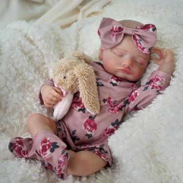 Imagem de Bebê Reborn Boneca Silicone Realista Menina Original Pintado 48cm (Menina Dormindo 1)