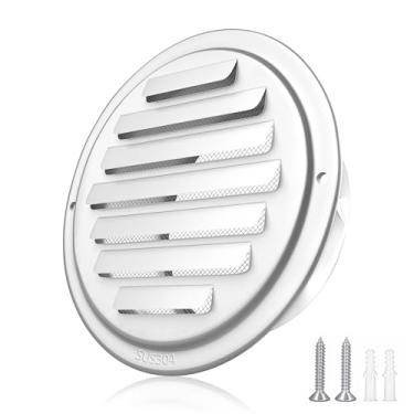 Imagem de Aberturas de ar de aço inoxidável 304, capa de grade com persiana para ventilação de dutos planos saída de ar de parede com tela de mosca para casa (capa de tinta prata brilhante de 10 cm)