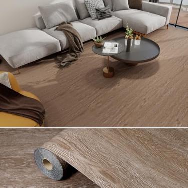 Imagem de Azulejos de vinil de grão de madeira espessos 39,94 cm x 998,2 cm Rolo de vinil removível autoadesivo à prova d'água para quarto, banheiro, cozinha