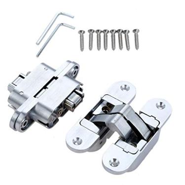 Imagem de 2 pcs liga de zinco hinges escondido multi tamanho invisível escondido porta dobrável porta dobradiça com hardware de móveis parafuso YYDFPIIA (Color : 30 x 110mm Right)