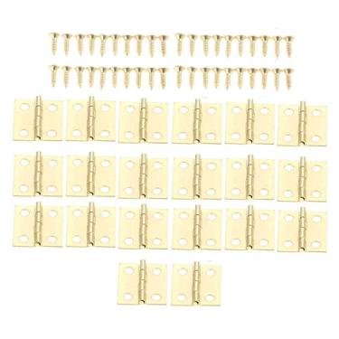 Imagem de 20 pcs armário de porta vintage mini dobradiças 4 buracos decoração jóias caixas de madeira de bagagem decoração de móveis 18 * 16mm prata/ouro YYDFPIIA (Color : B)