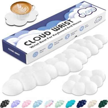 Imagem de Sushret Descanso de Pulso em Nuvem para Teclado - Almofada de Espuma de Memória e Couro PU, Apoio de Braço Fofo, Acessório para Mesa de PC/Gaming/Escritório, Almofada para Mão de Computador